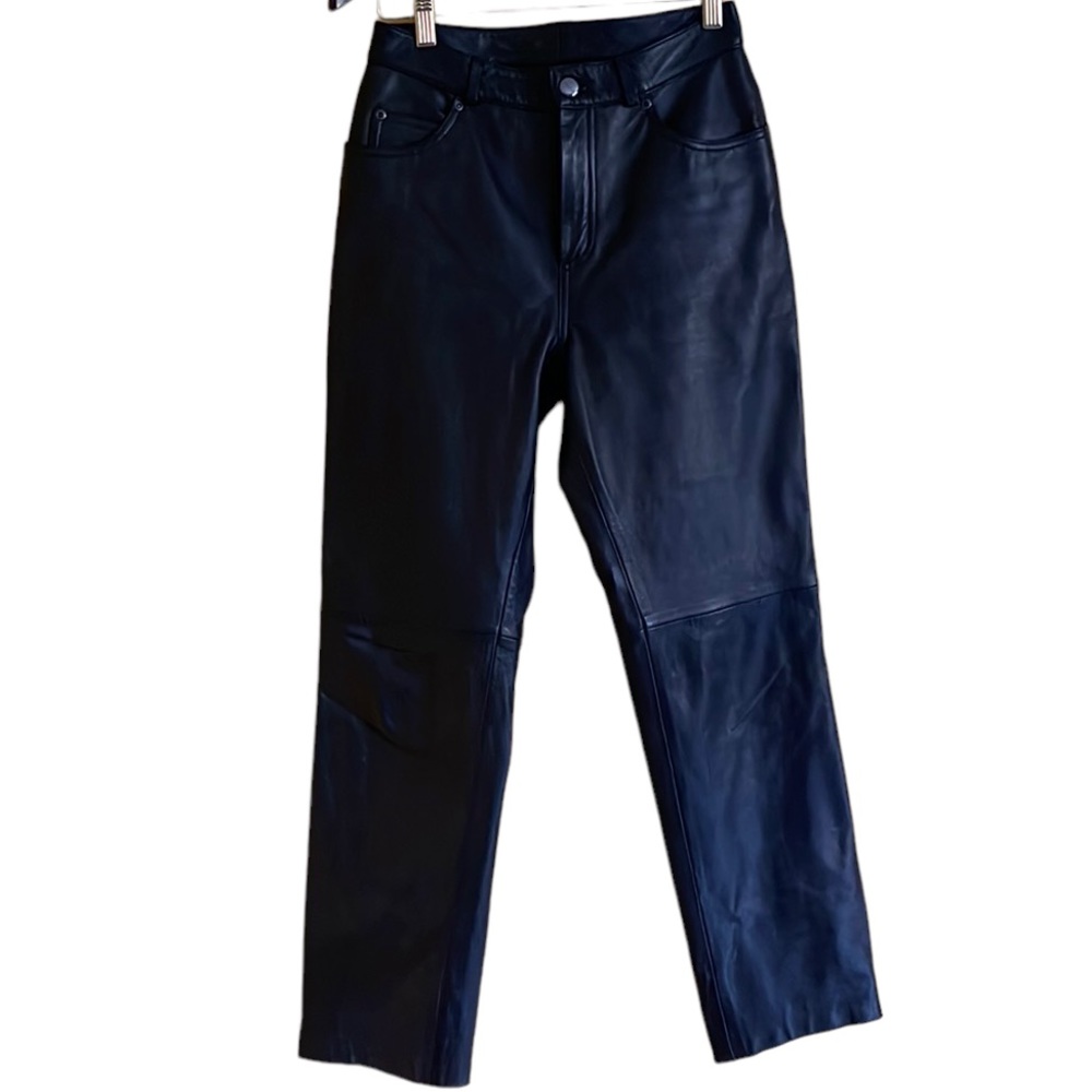 Vintage Siena Studio black leather straight leg pant